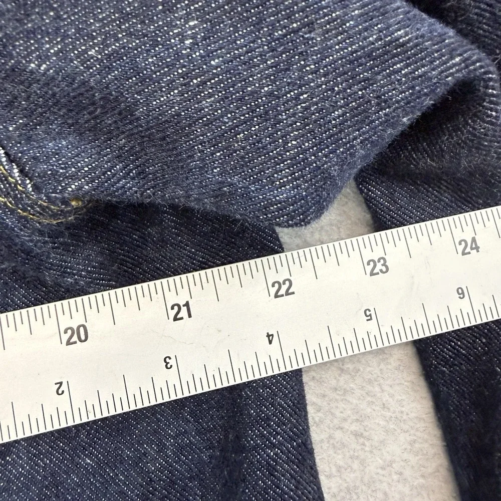 POLO JEANS RALPH LAUREN 90s Denim Duster Trench Chore‎ Coat L Indigo Blue Hooded